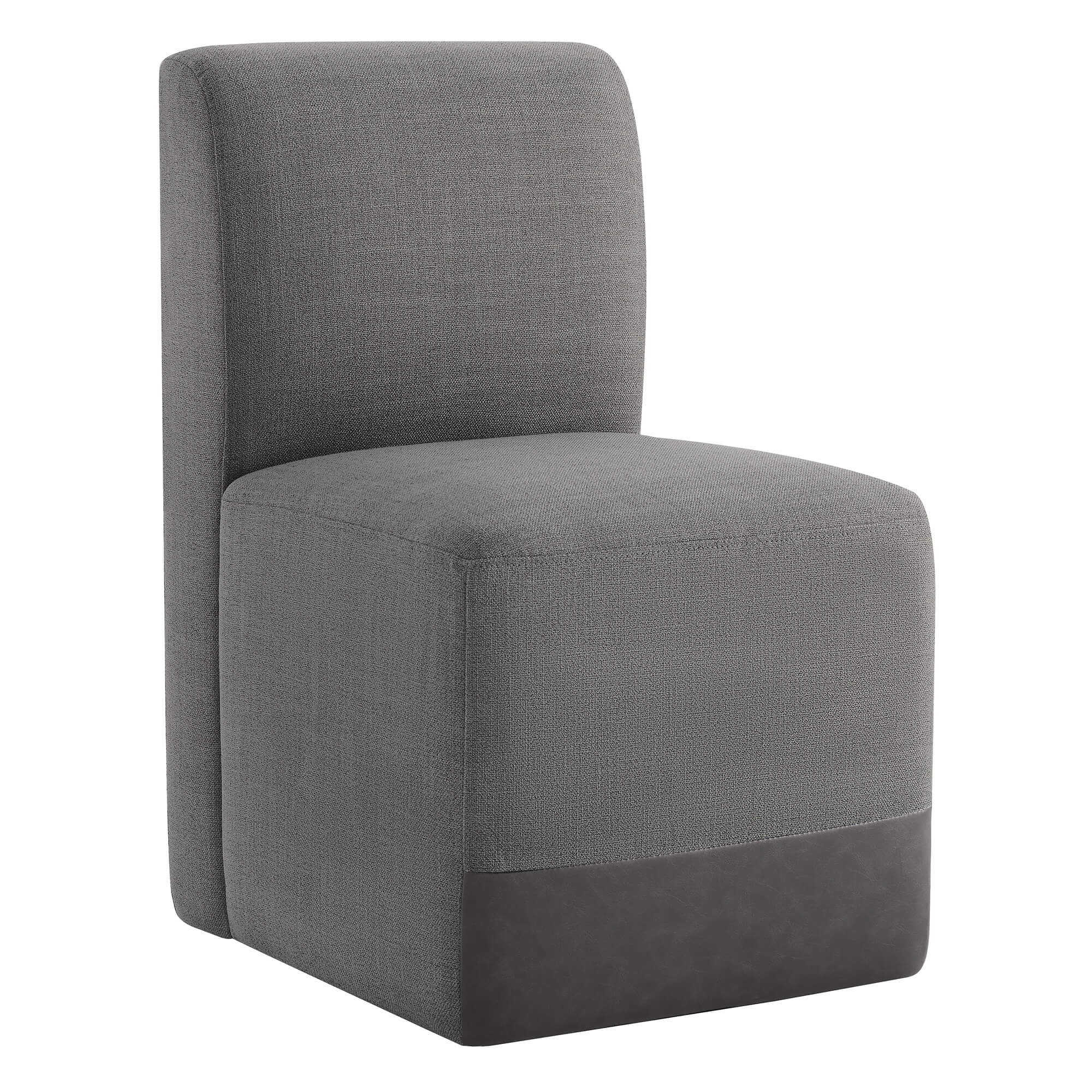 Aida Performance Fabric Rolling Dining Chair With Casters Base - Image 50
