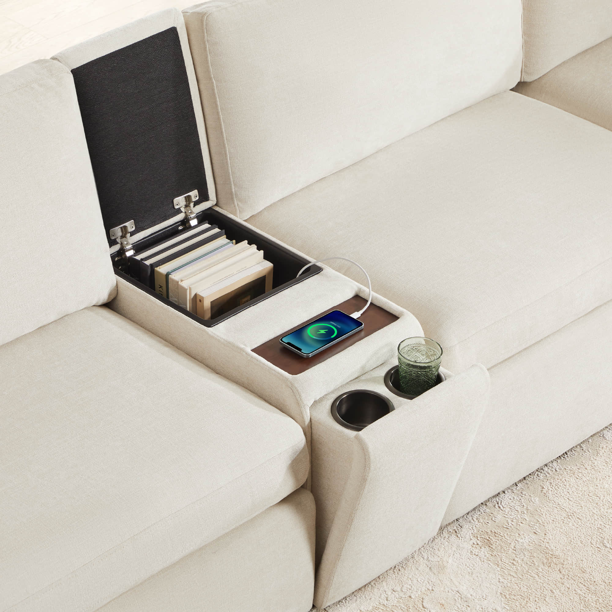 Delaney 5-Seat Modular Sofa Chaise with Storage Ottomans - Image 11
