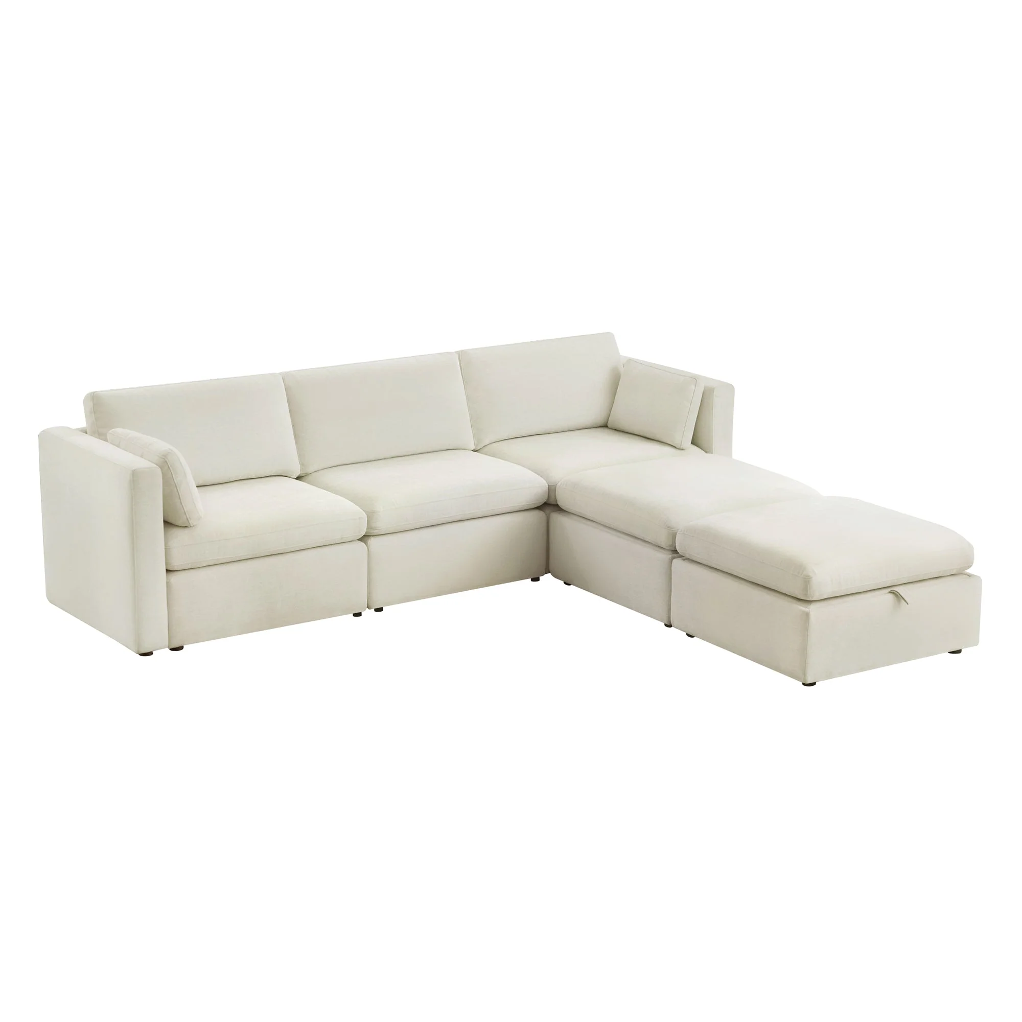 Delaney 5-Seat Modular Sofa Chaise with Storage Ottomans - Image 3