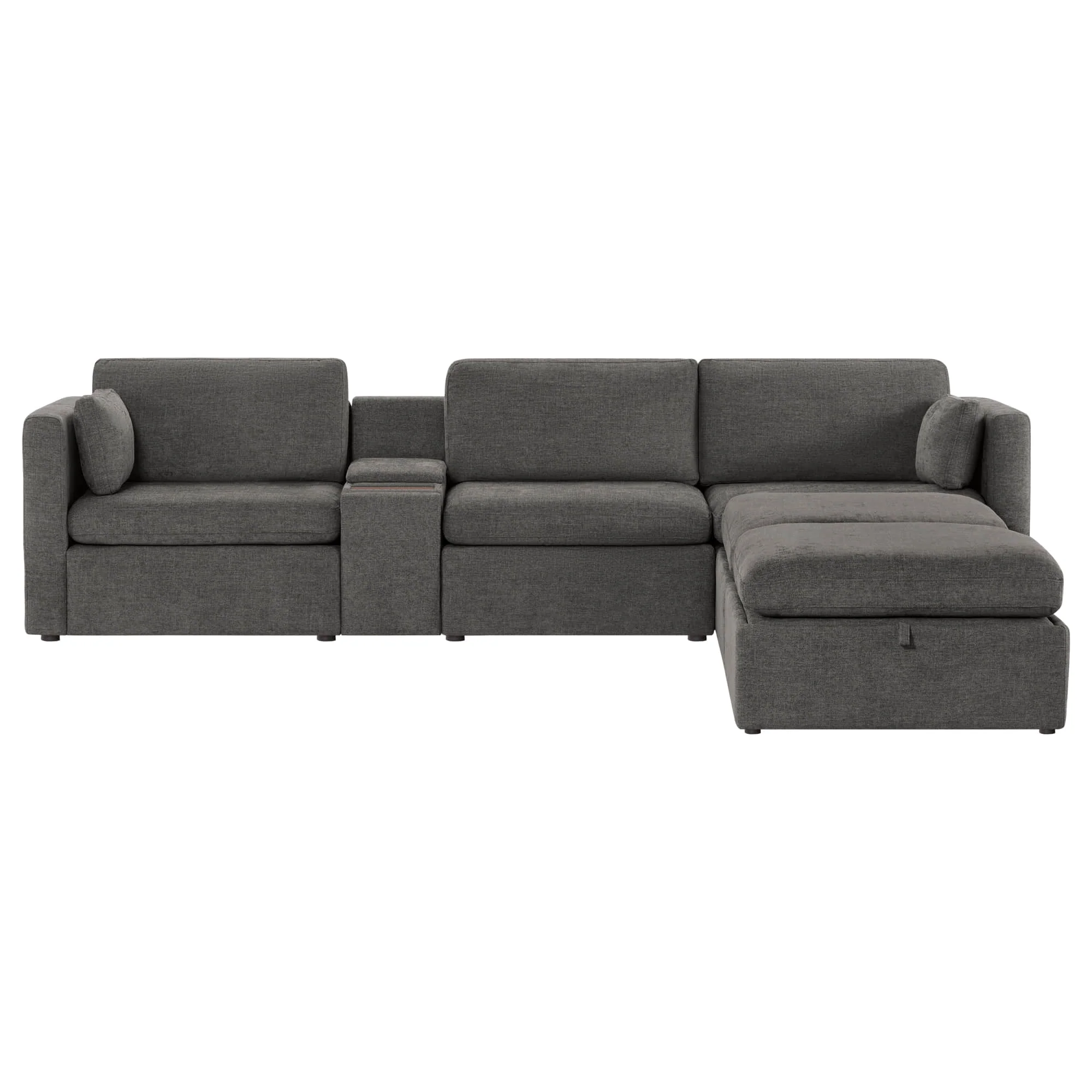 Delaney 5-Seat Modular Sofa Chaise with Storage Ottomans - Image 31