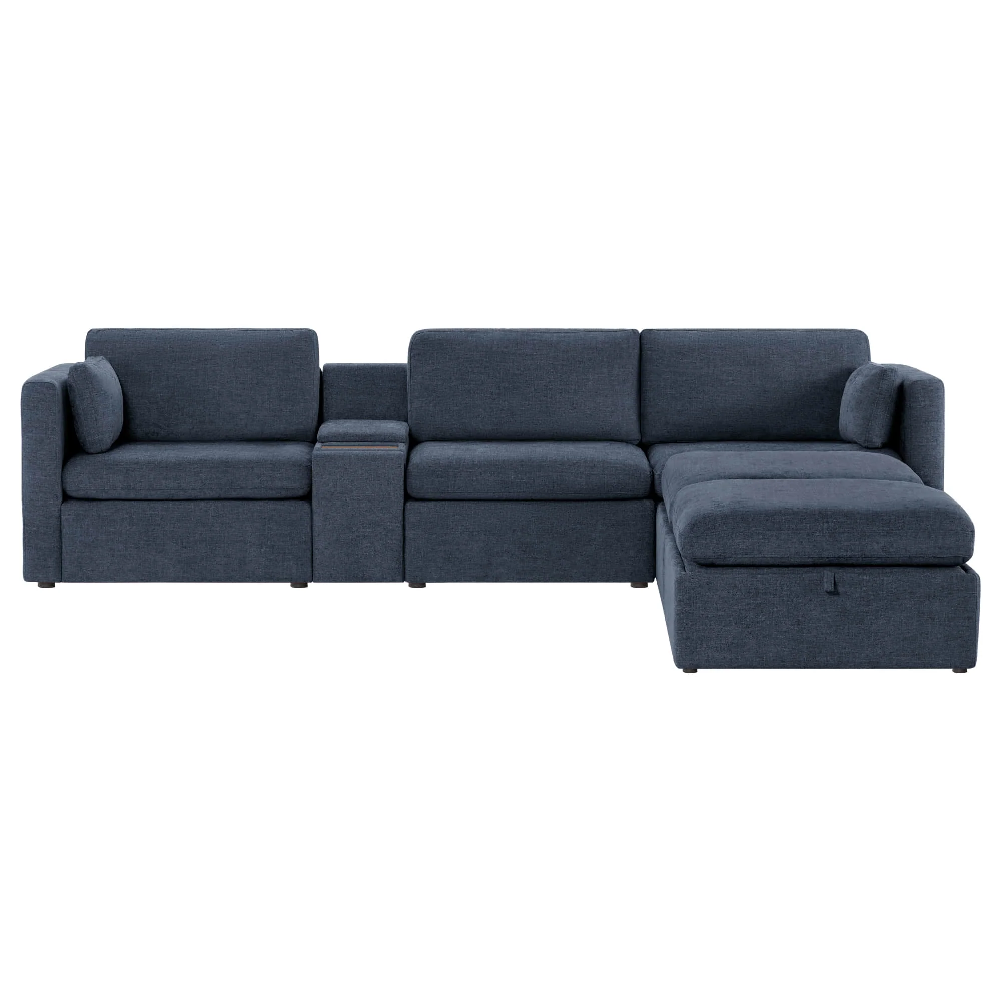 Delaney 5-Seat Modular Sofa Chaise with Storage Ottomans - Image 53