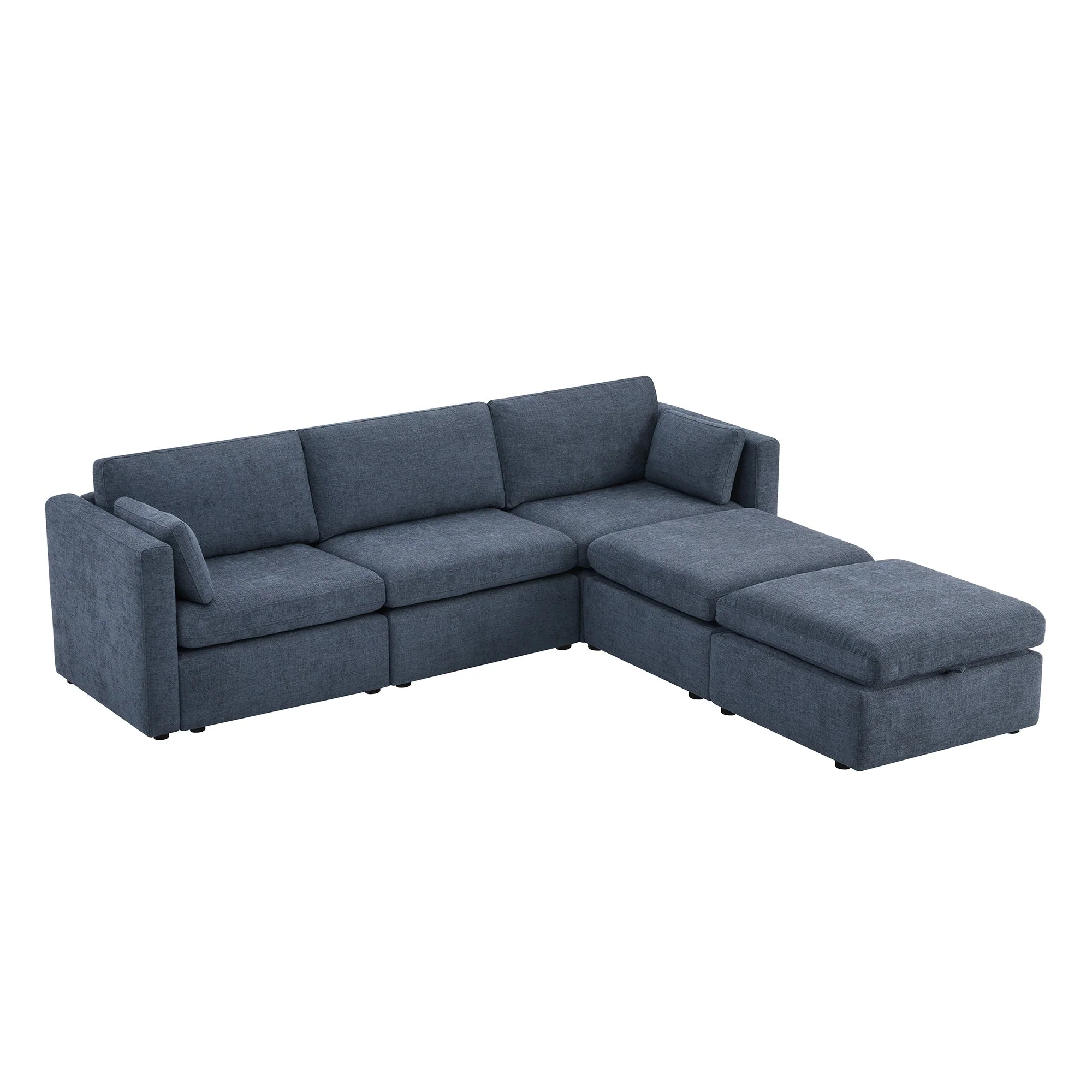 Delaney 5-Seat Modular Sofa Chaise with Storage Ottomans - Image 71