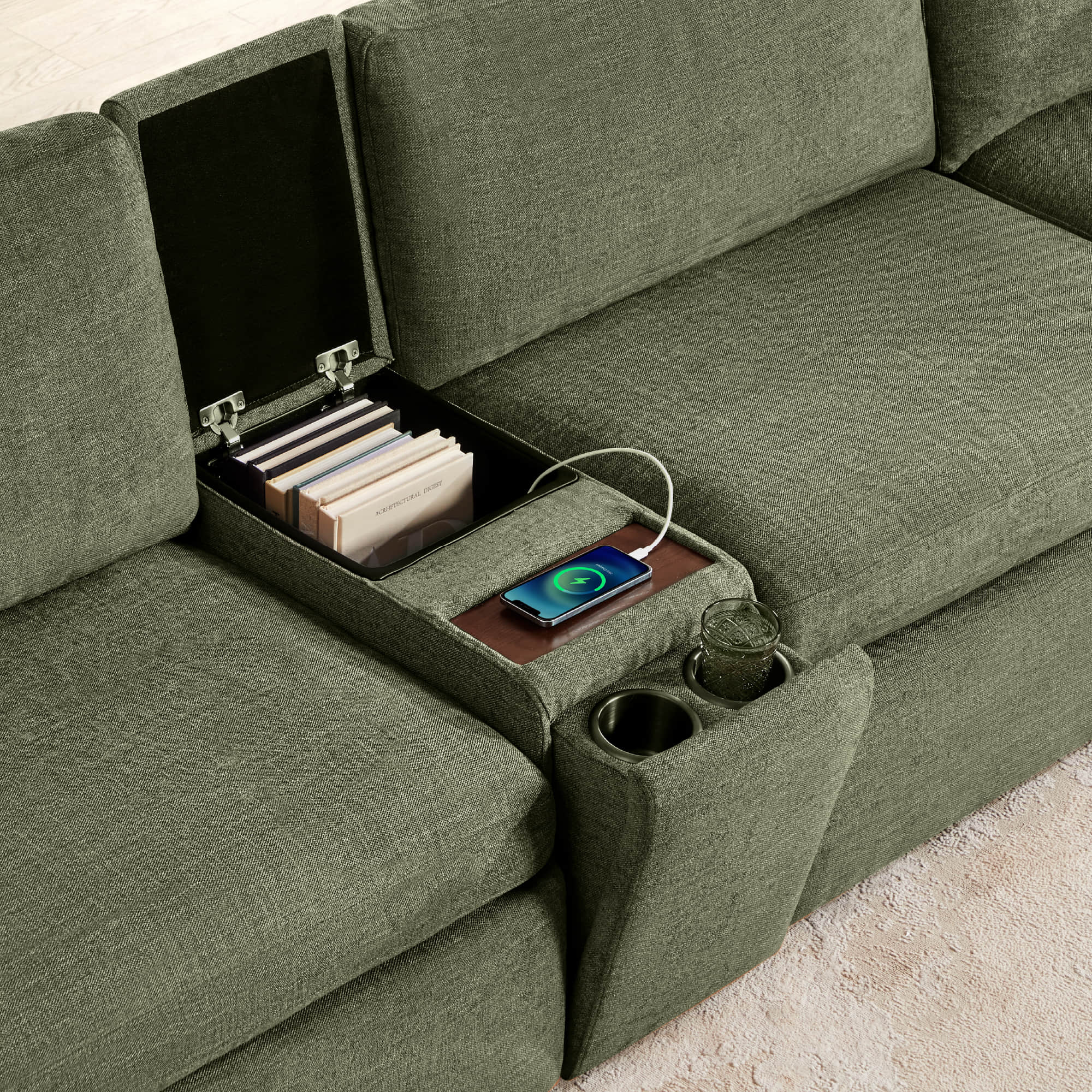 Delaney 4-Seat Modular Sofa Chaise with Storage Ottoman - Image 67