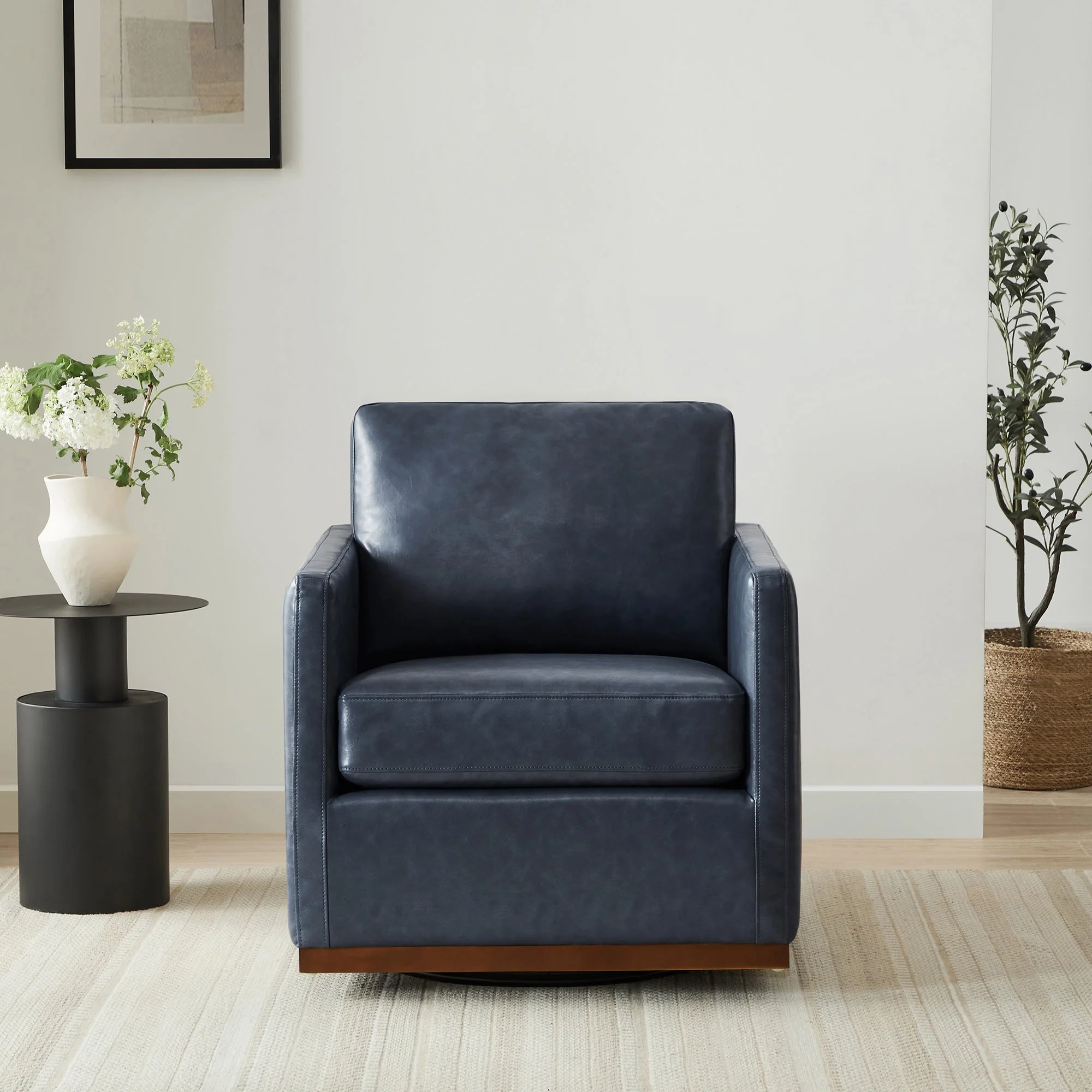 Henry Swivel Accent Chair with Wood Base - Image 22