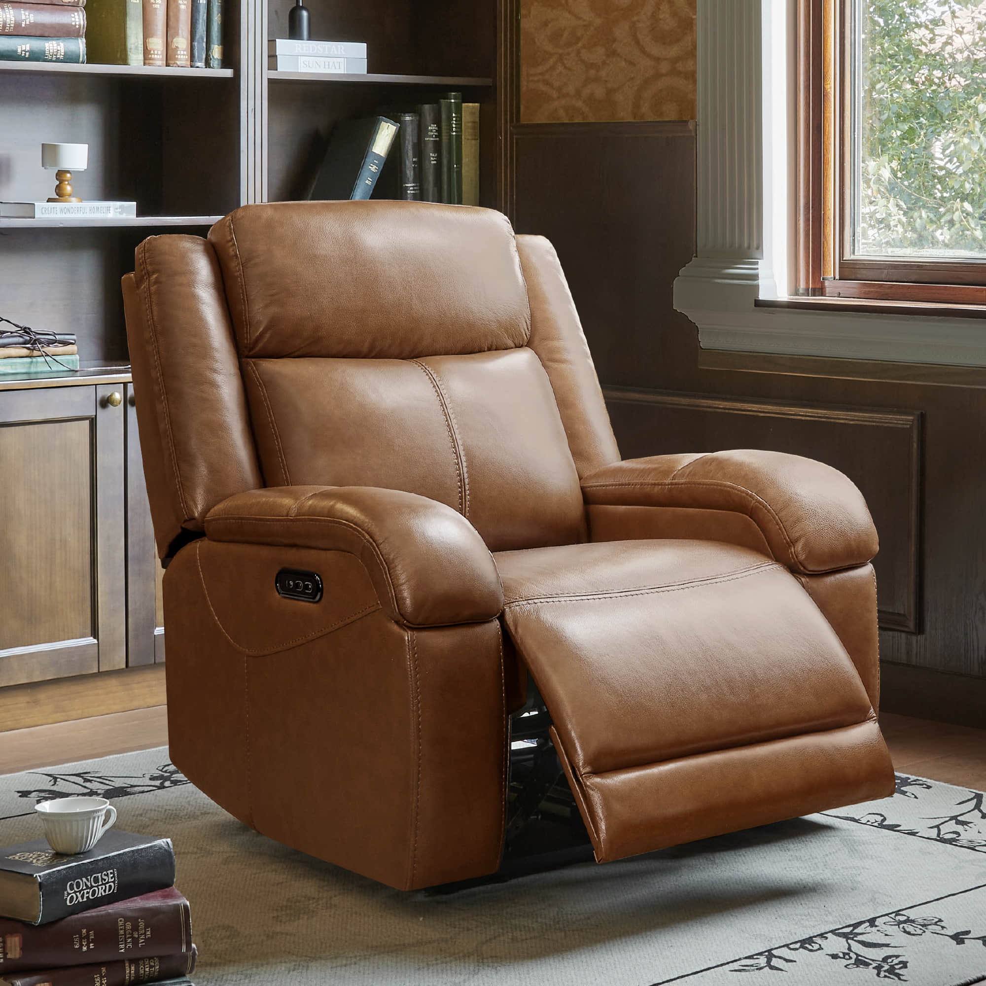 Isaac Genuine Leather Wall Hugger Power Recliner with Power Headrest - Image 6