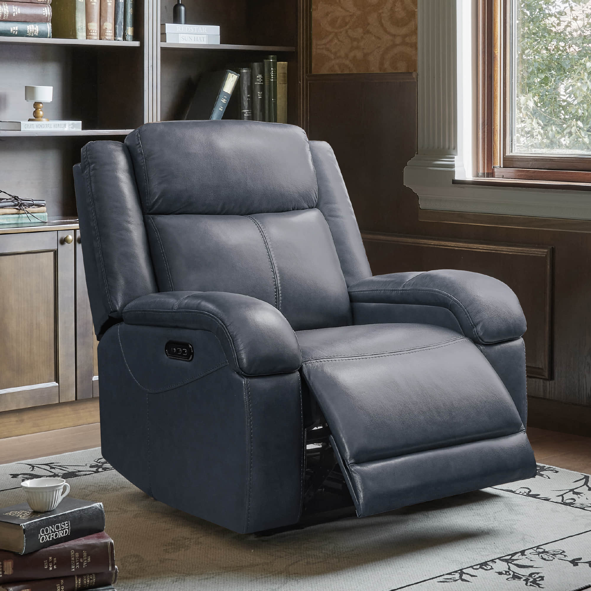 Isaac Genuine Leather Wall Hugger Power Recliner with Power Headrest - Image 7