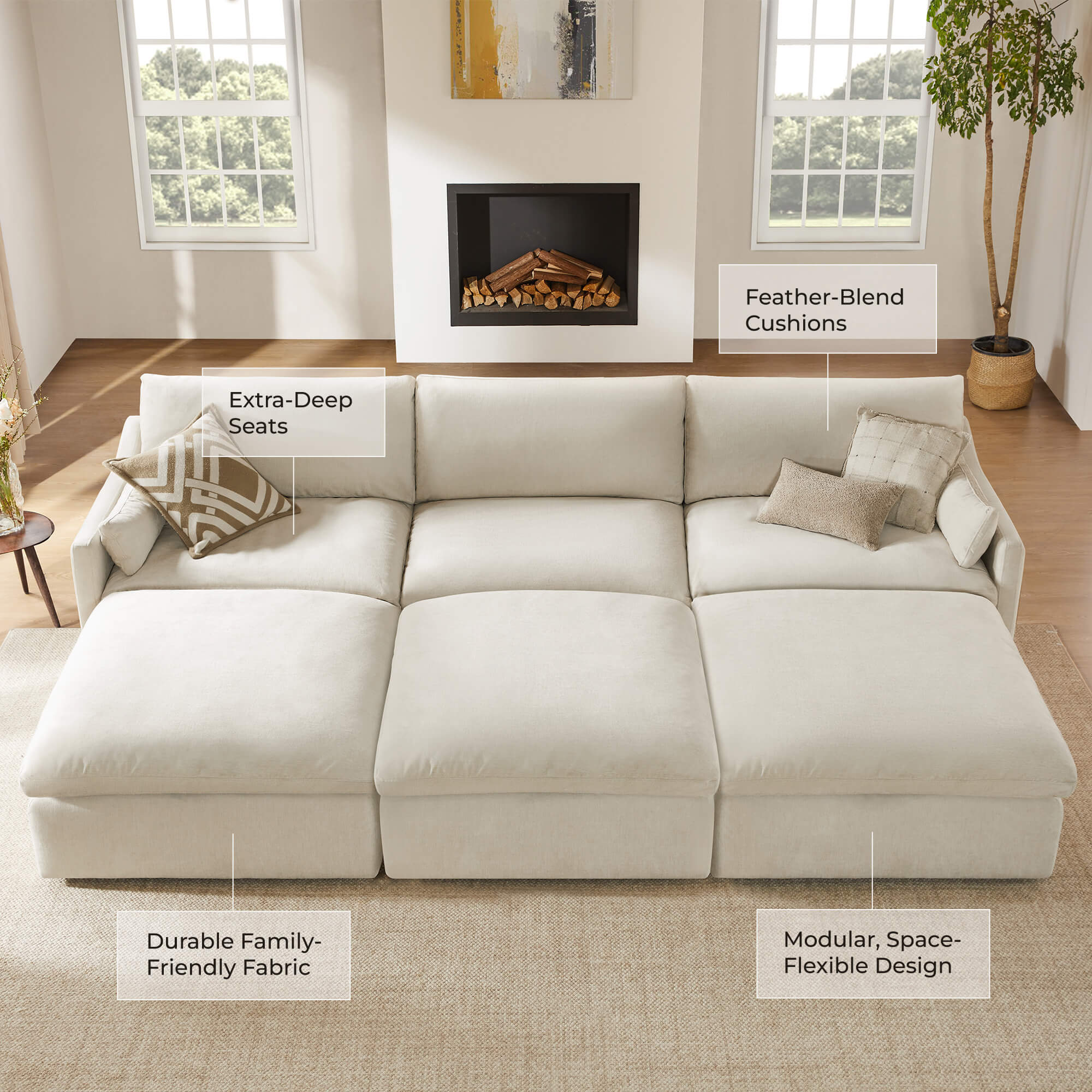Kenna Modular 6 Seat Sofa Pit Sectional - Image 11