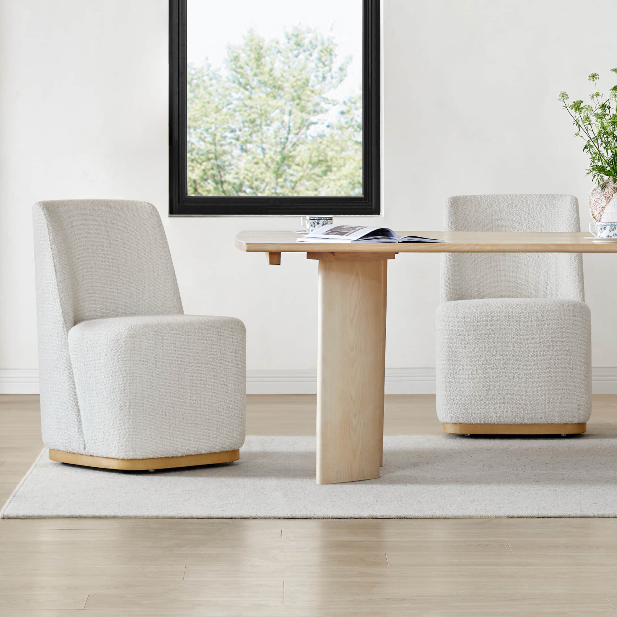 Lilibet Wingback Rolling Dining Chair With Casters - Image 4