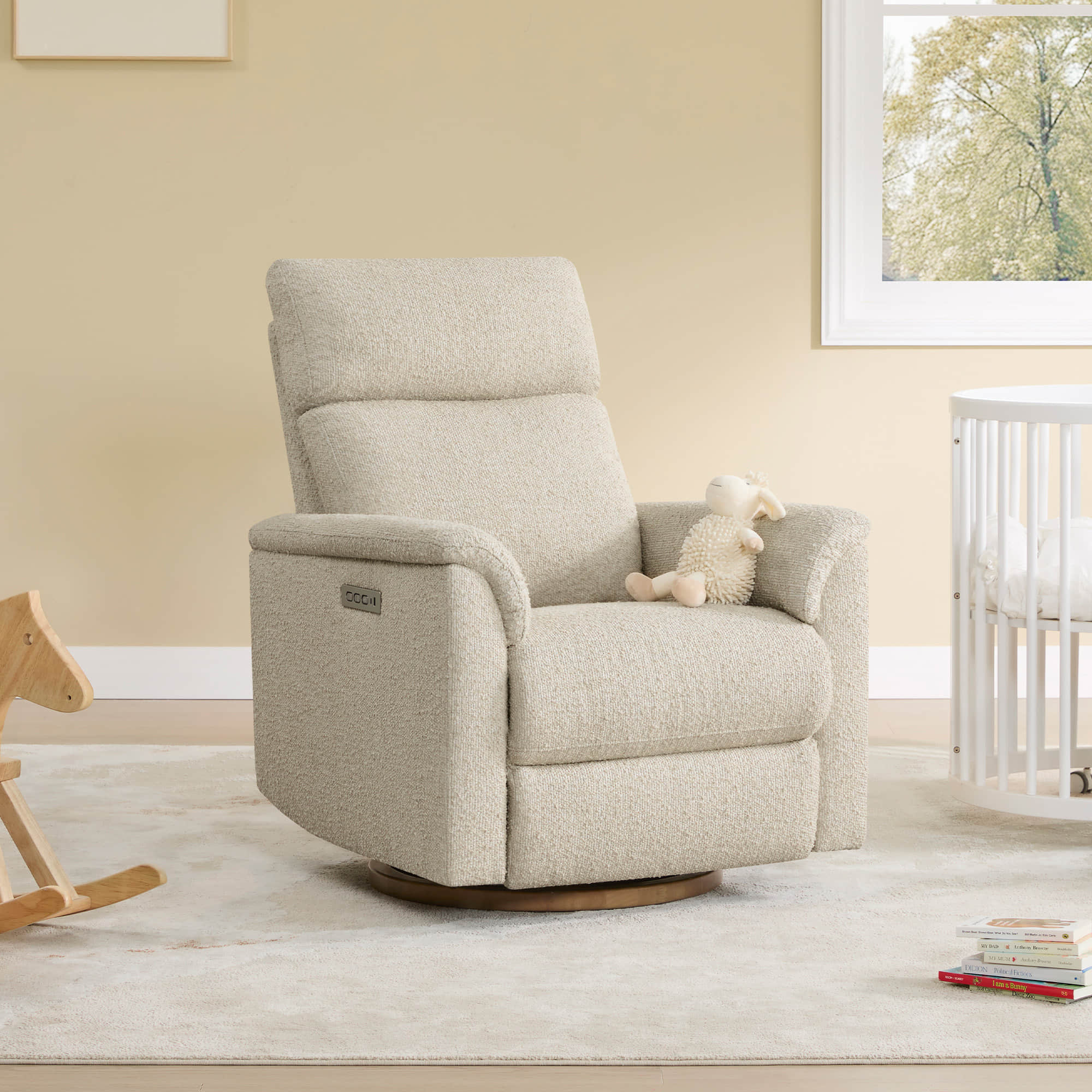 Lulla Power Swivel Nursery Glider Recliner with Power Headrest and Nightlight - Image 30