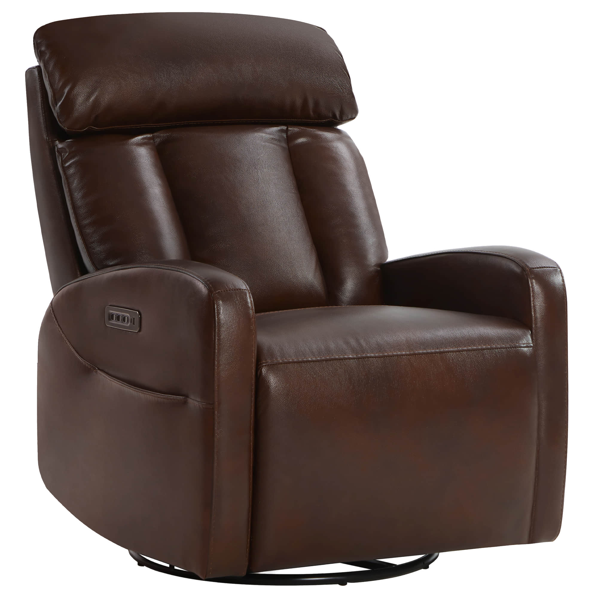 Maxwell Genuine Leather Swivel Glider Recliner with Power Lumbar&Headrest - Image 10