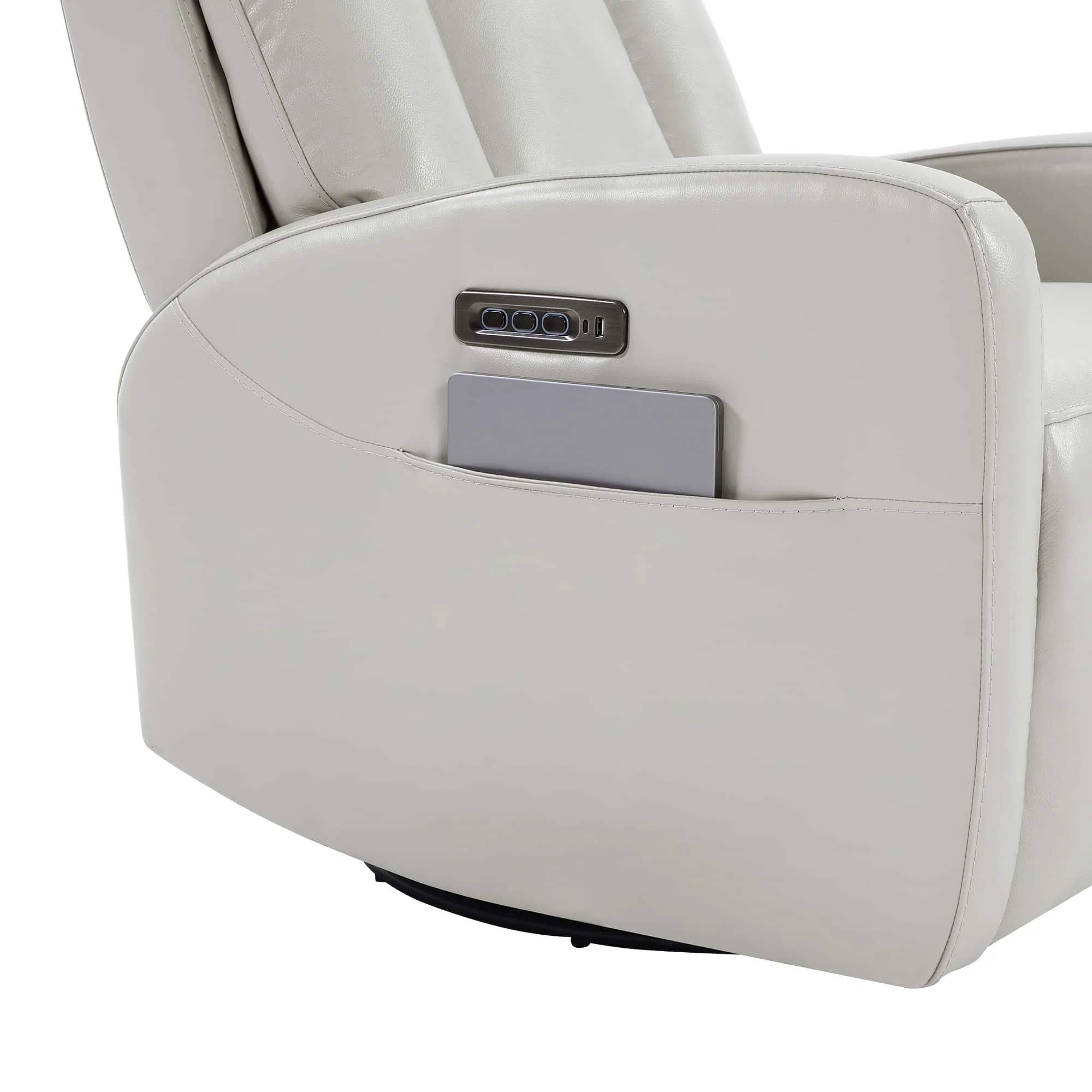 Maxwell Genuine Leather Swivel Glider Recliner with Power Lumbar&Headrest - Image 21