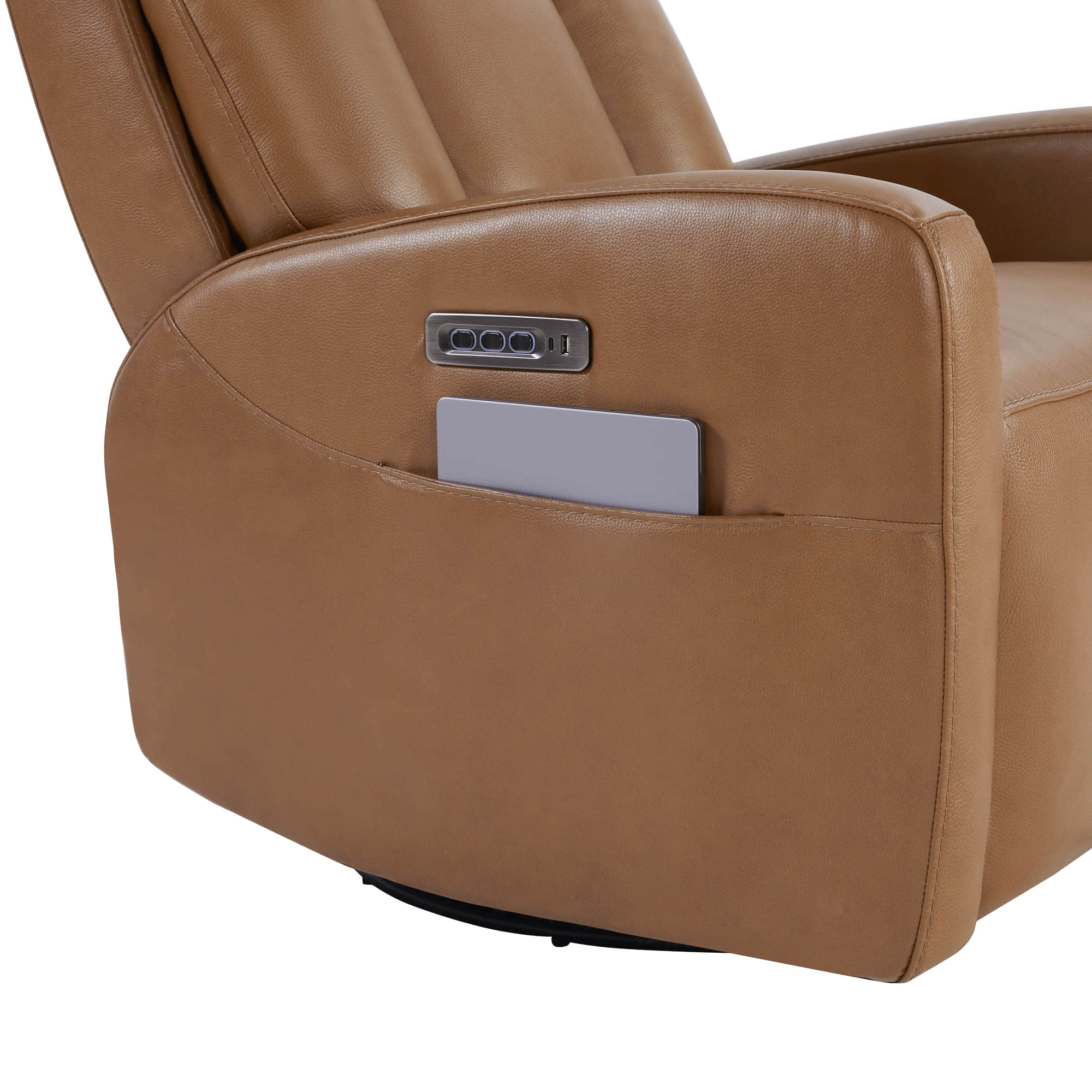 Maxwell Genuine Leather Swivel Glider Recliner with Power Lumbar&Headrest - Image 39
