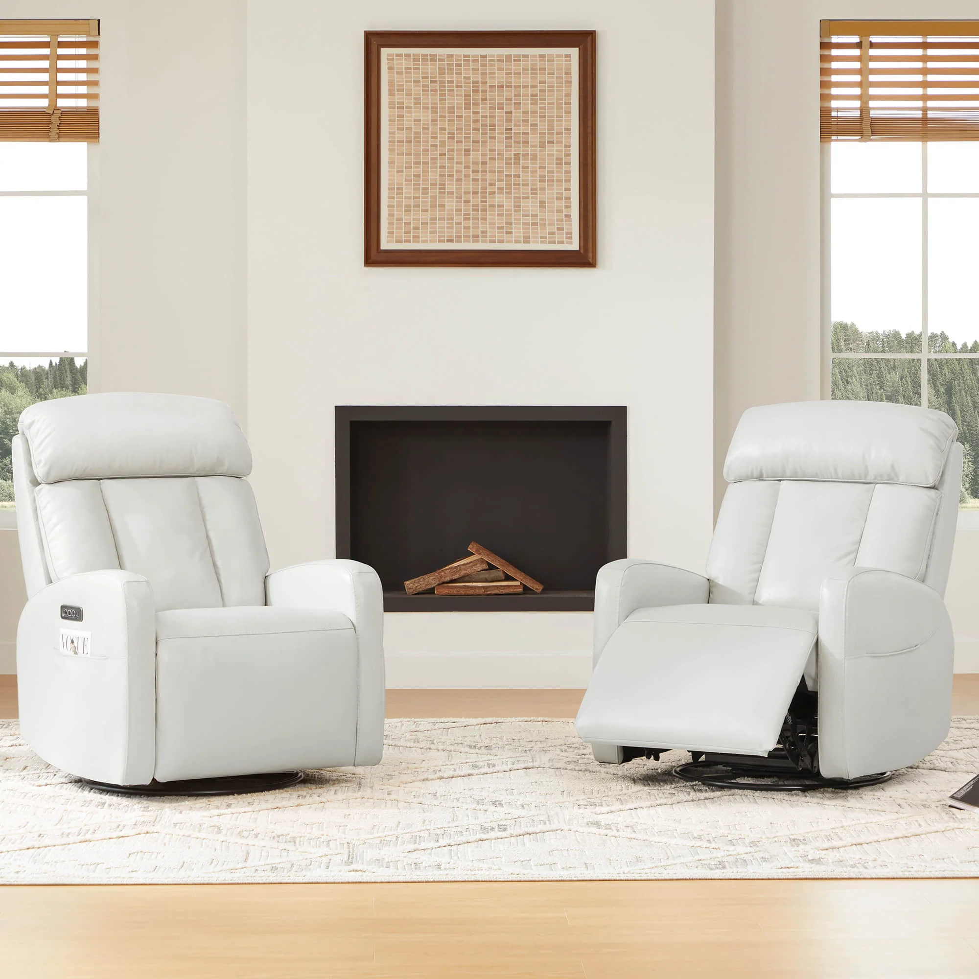 Maxwell Genuine Leather Swivel Glider Recliner with Power Lumbar&Headrest - Image 48