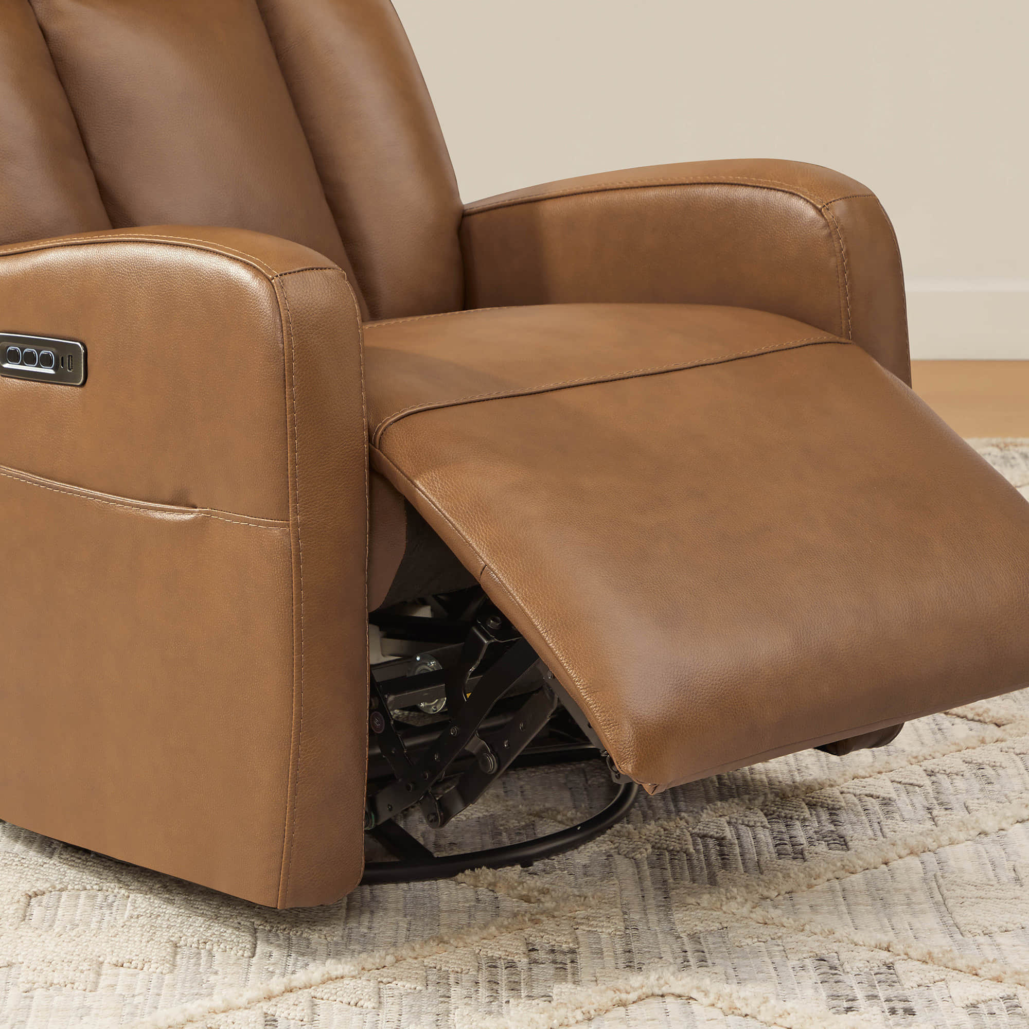 Maxwell Genuine Leather Swivel Glider Recliner with Power Lumbar&Headrest - Image 53