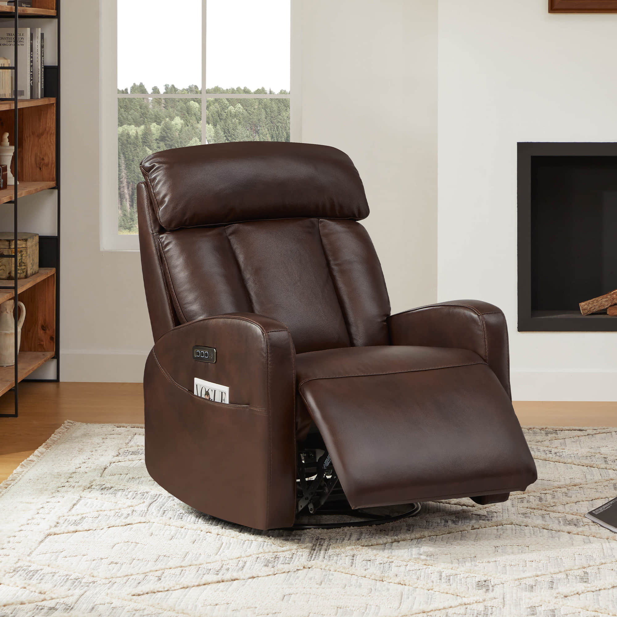 Maxwell Genuine Leather Swivel Glider Recliner with Power Lumbar&Headrest - Image 56
