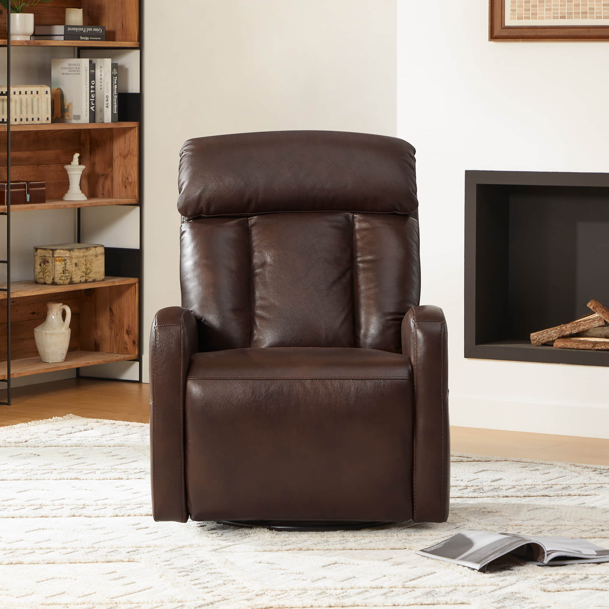 Maxwell Genuine Leather Swivel Glider Recliner with Power Lumbar&Headrest - Image 57