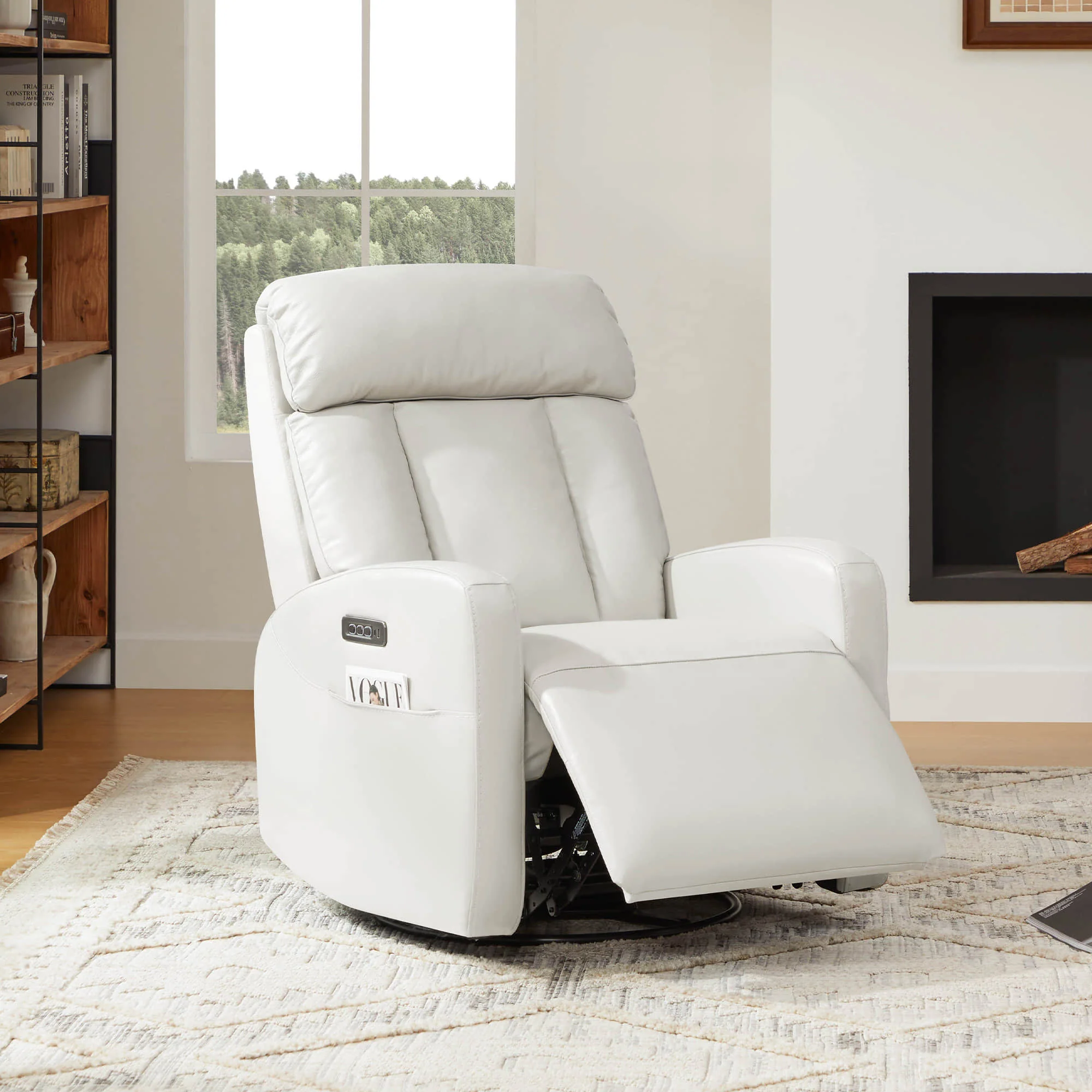 Maxwell Genuine Leather Swivel Glider Recliner with Power Lumbar&Headrest - Image 60
