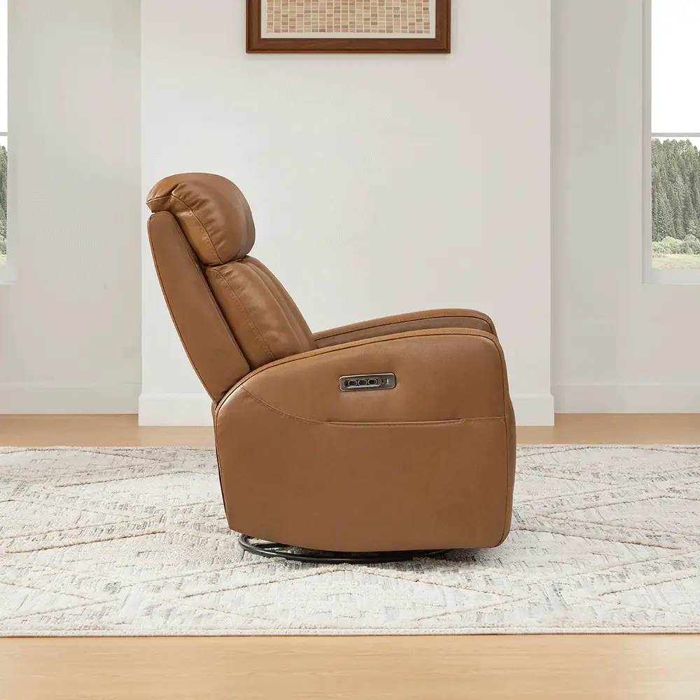 Maxwell Genuine Leather Swivel Glider Recliner with Power Lumbar&Headrest - Image 63