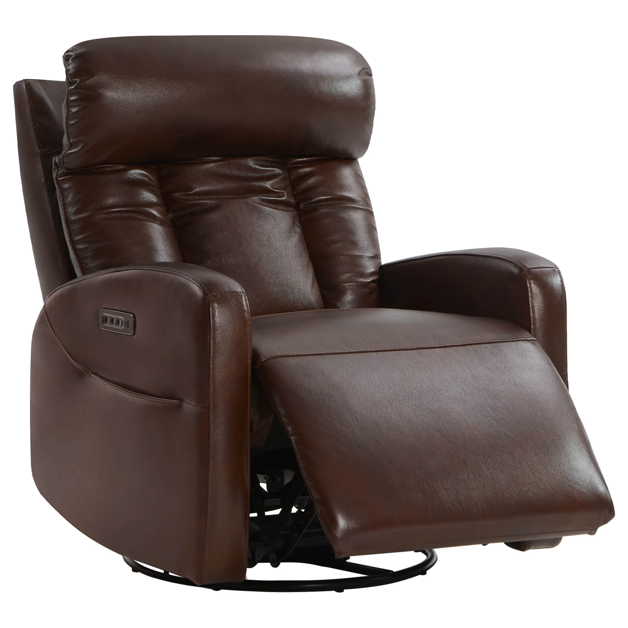 Maxwell Genuine Leather Swivel Glider Recliner with Power Lumbar&Headrest - Image 9