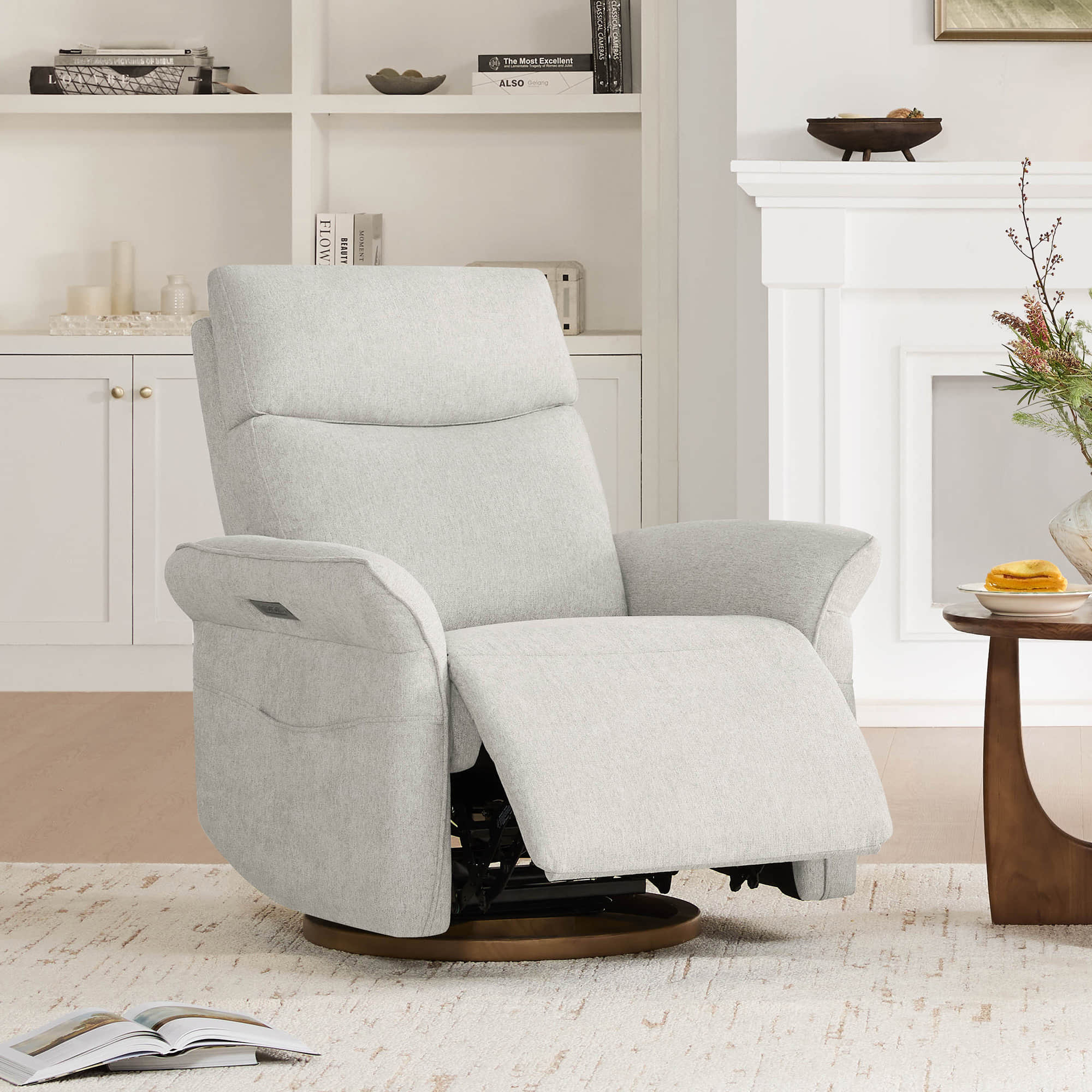 Vinca Modern Power Swivel Glider Recliner with Power Lumbar & Headrest - Image 3