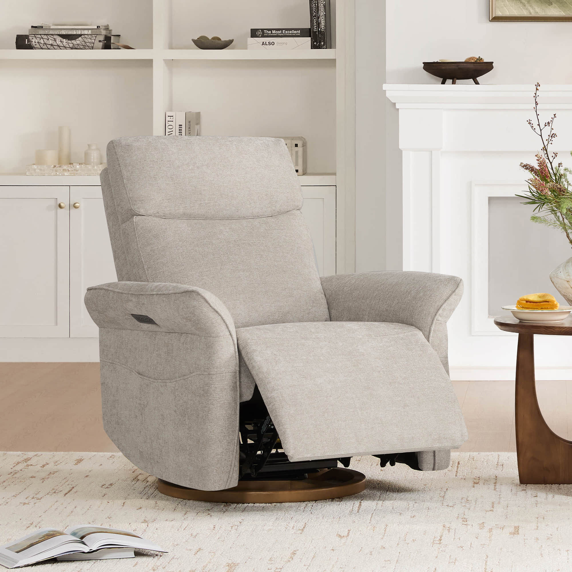 Vinca Modern Power Swivel Glider Recliner with Power Lumbar & Headrest - Image 71