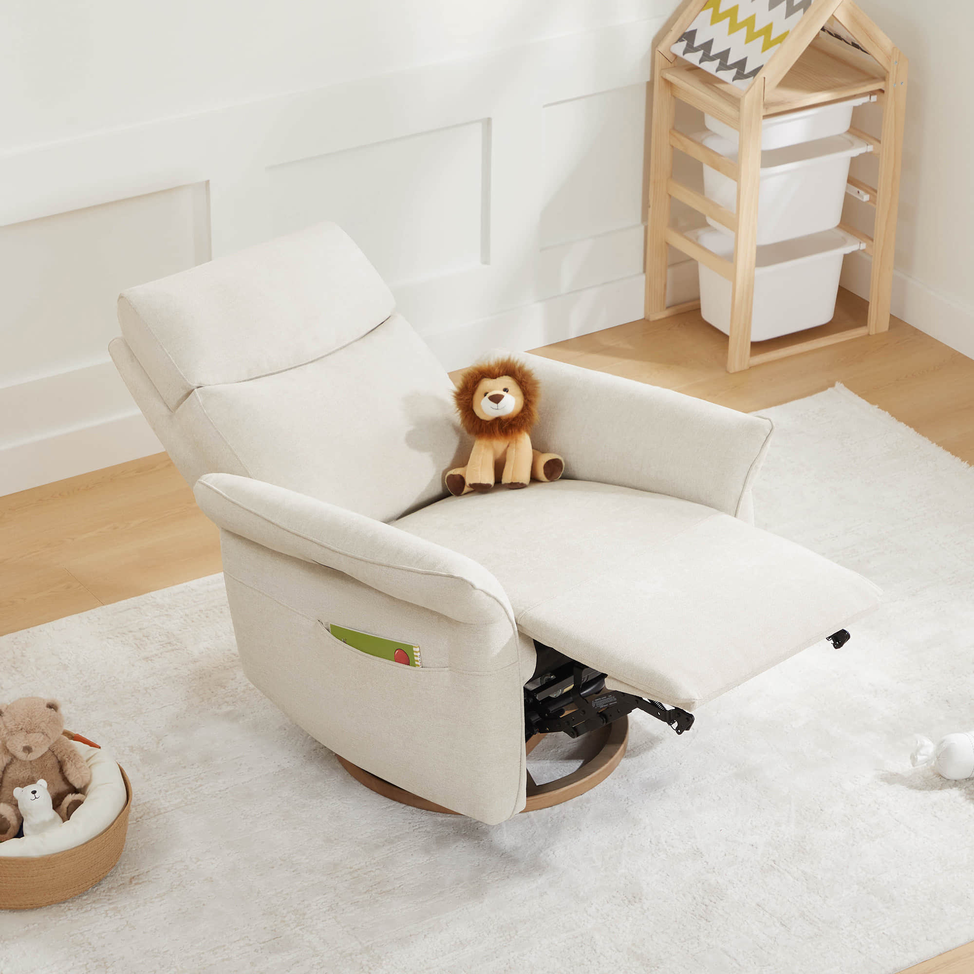 Vinca Power Swivel Nursery Glider Recliner with Power Lumbar & Headrest - Image 3