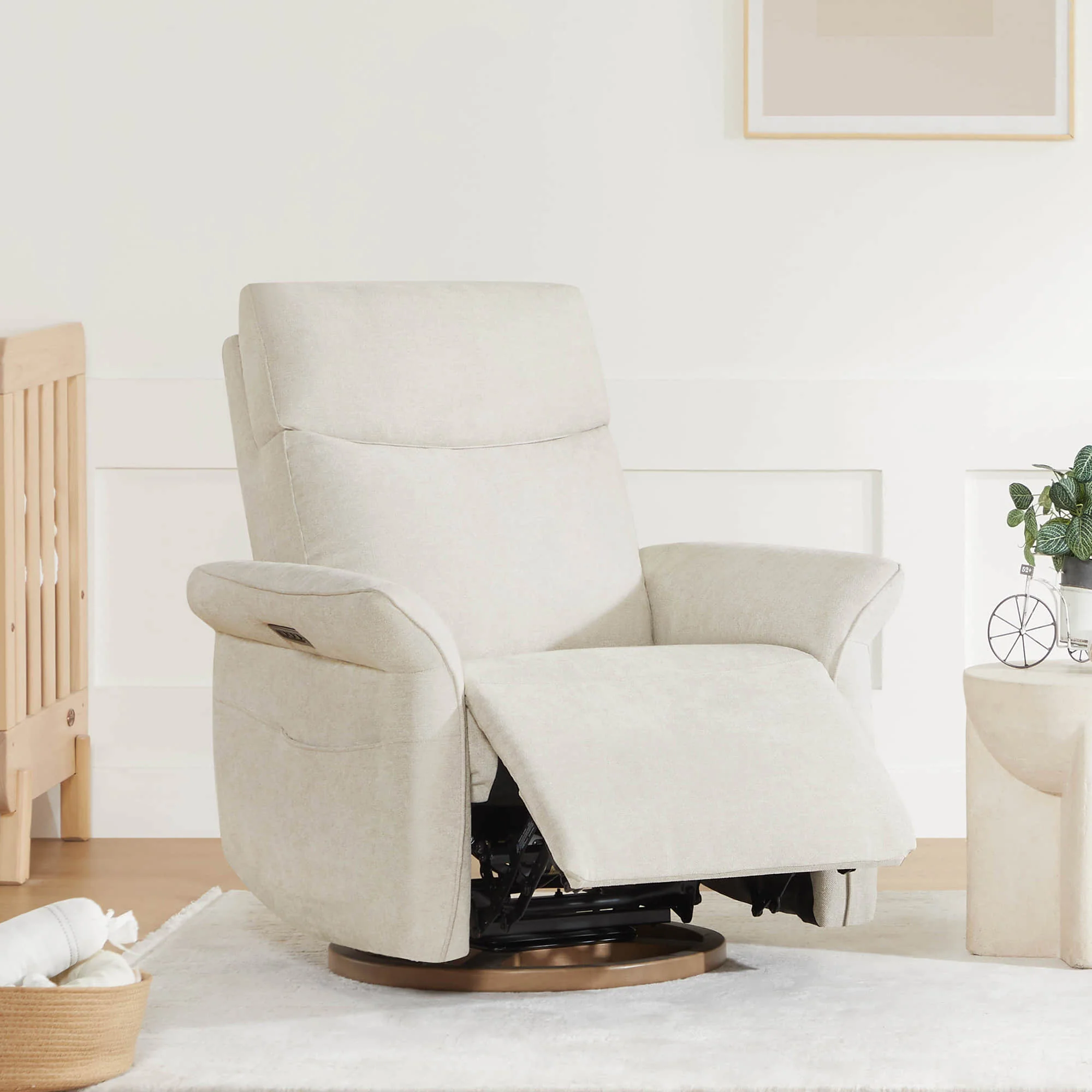 Vinca Power Swivel Nursery Glider Recliner with Power Lumbar & Headrest - Image 54